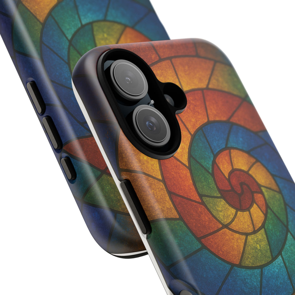 Stained Glass Spiral Colorful Phone Case, Vibrant Tough Phone Protector, Artistic Cell Phone Cover, Trendy Tech Accessories Samsung Galaxy S series and Apple iPhone series