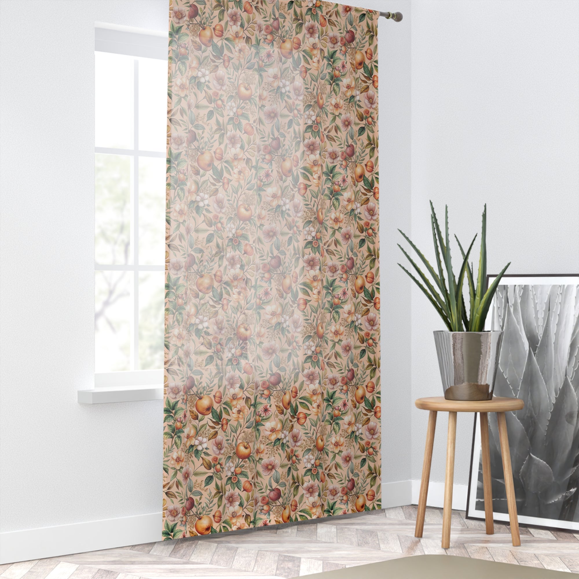 Elegant Floral Window Curtain - Vintage Garden Design for Home Décor
