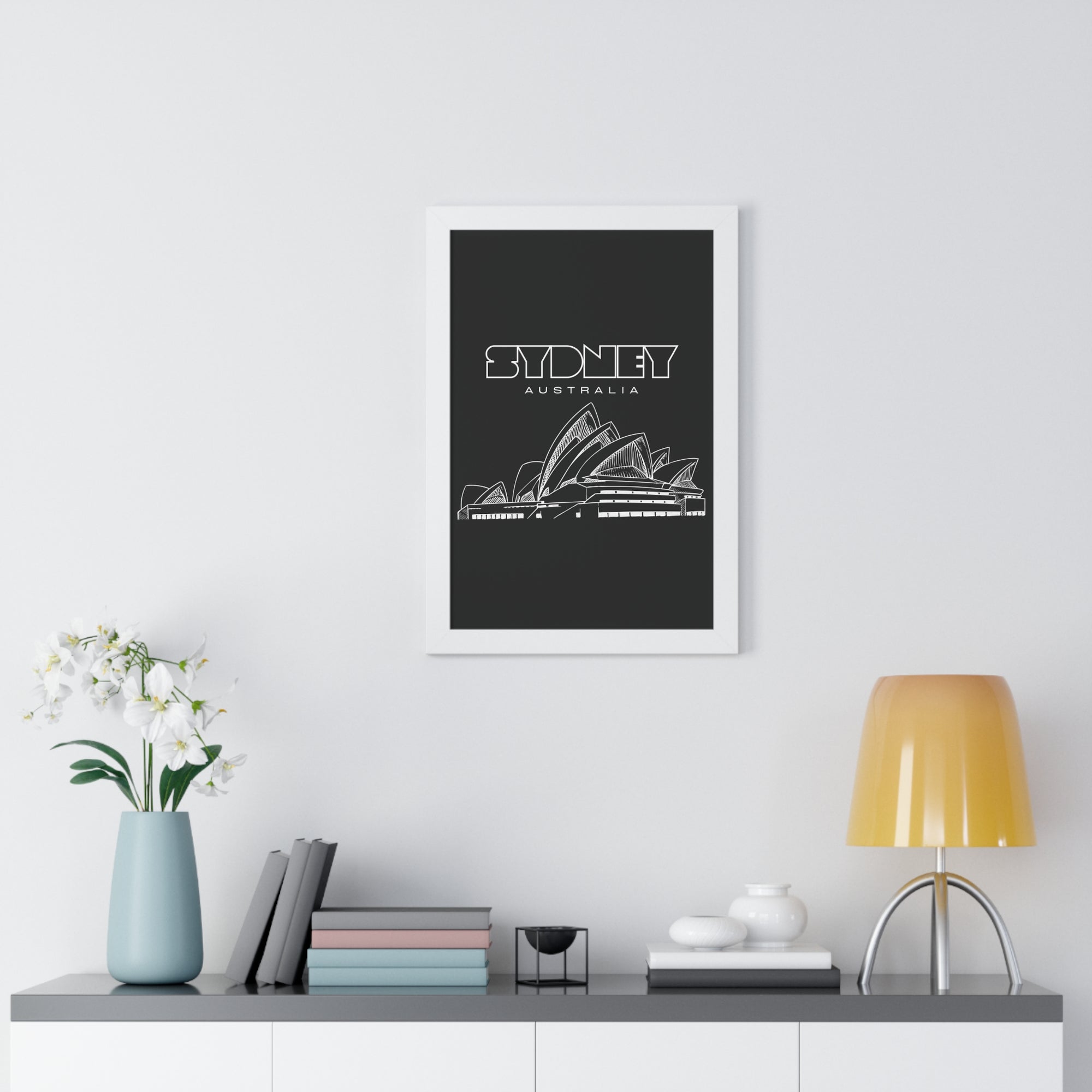 Aesthetic Sydney in Black - Framed Vertical Poster