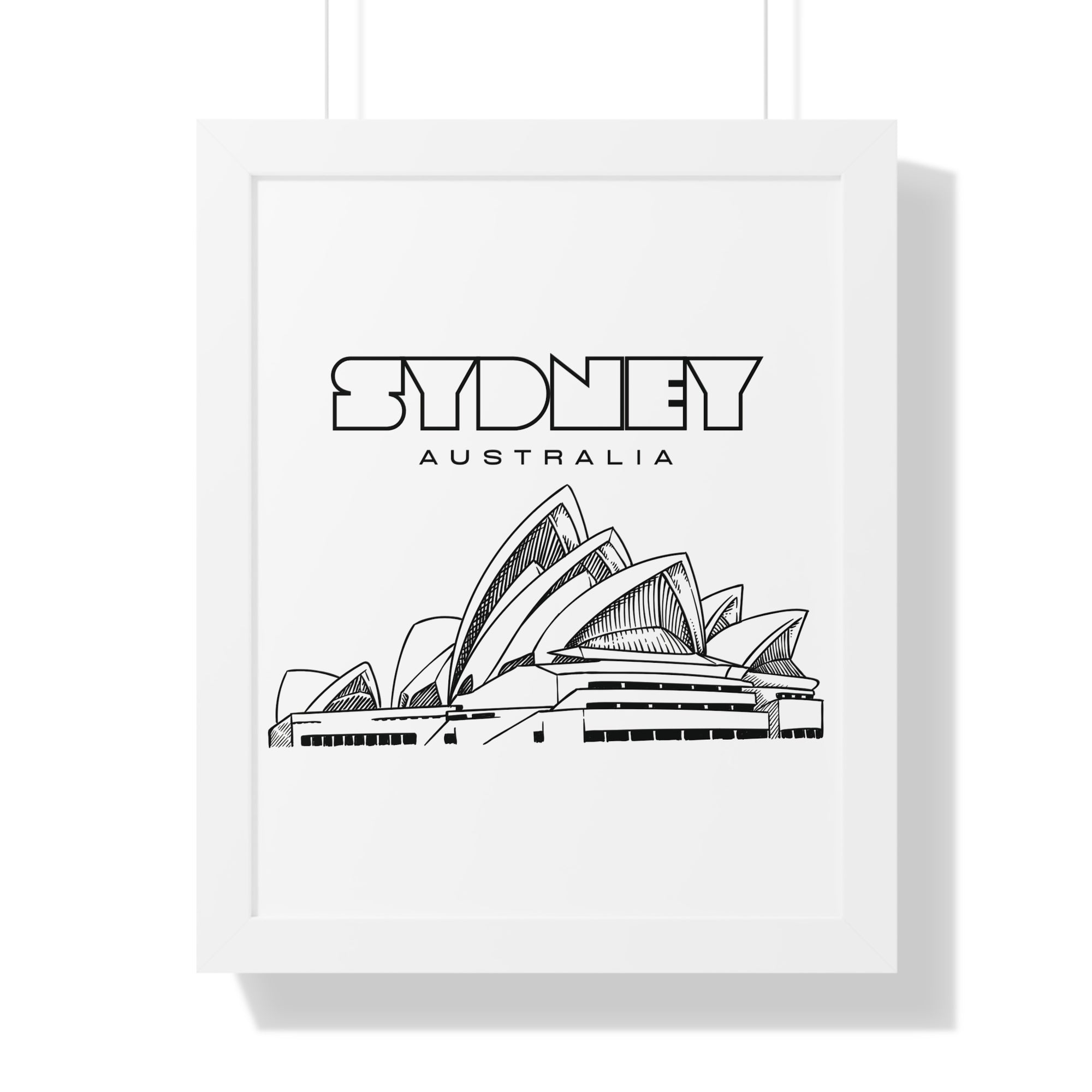 Aesthetic Sydney in White - Framed Vertical Poster