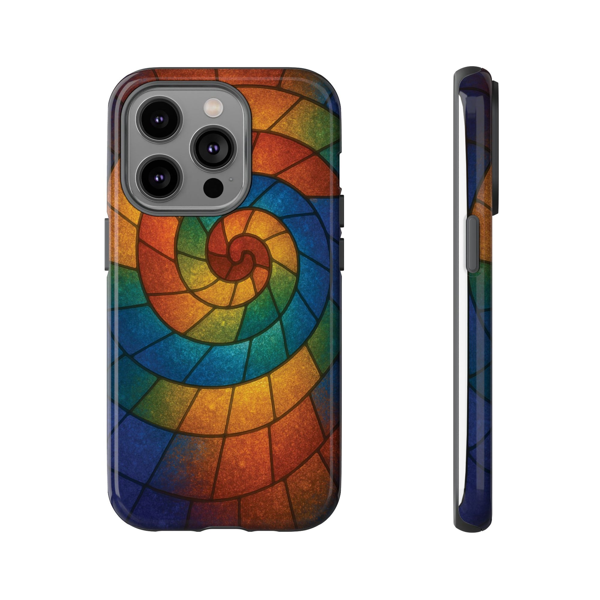 Stained Glass Spiral Colorful Phone Case, Vibrant Tough Phone Protector, Artistic Cell Phone Cover, Trendy Tech Accessories Samsung Galaxy S series and Apple iPhone series