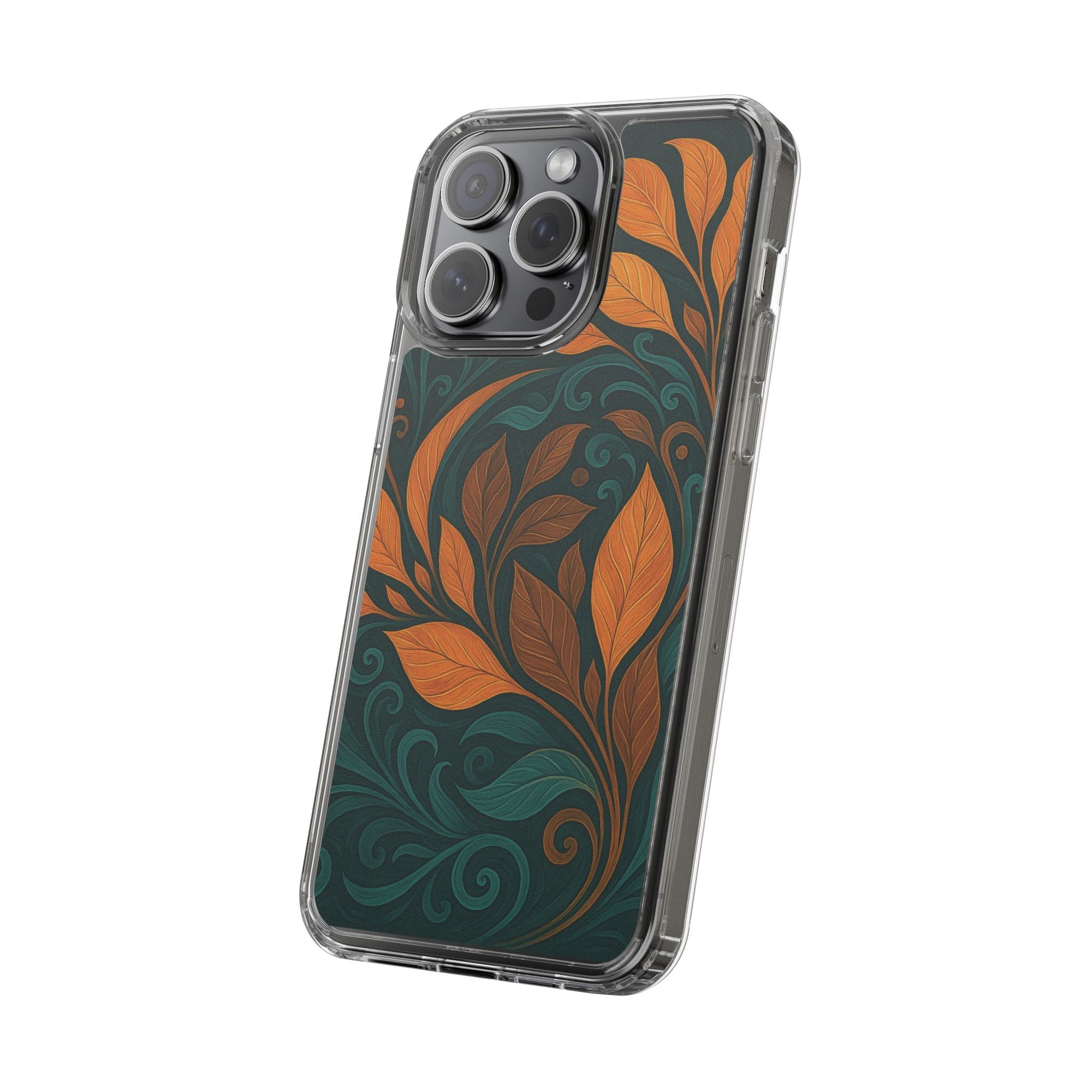 Bohemian Floral Clear Phone Case - Nature Lover's Gift, Botanical Design Phone Cover, Fall Aesthetic, Eco-Friendly Case, Custom Phone