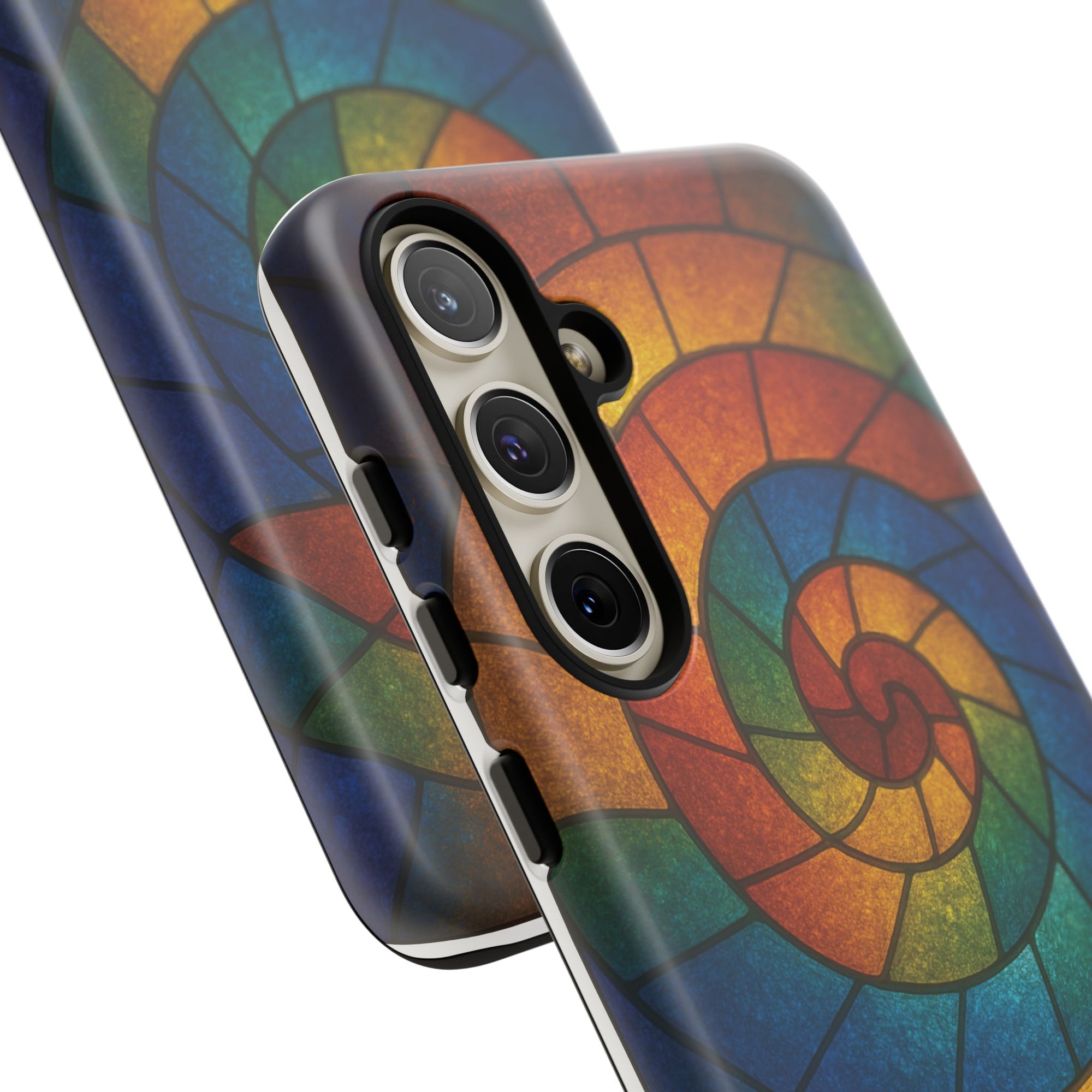 Stained Glass Spiral Colorful Phone Case, Vibrant Tough Phone Protector, Artistic Cell Phone Cover, Trendy Tech Accessories Samsung Galaxy S series and Apple iPhone series