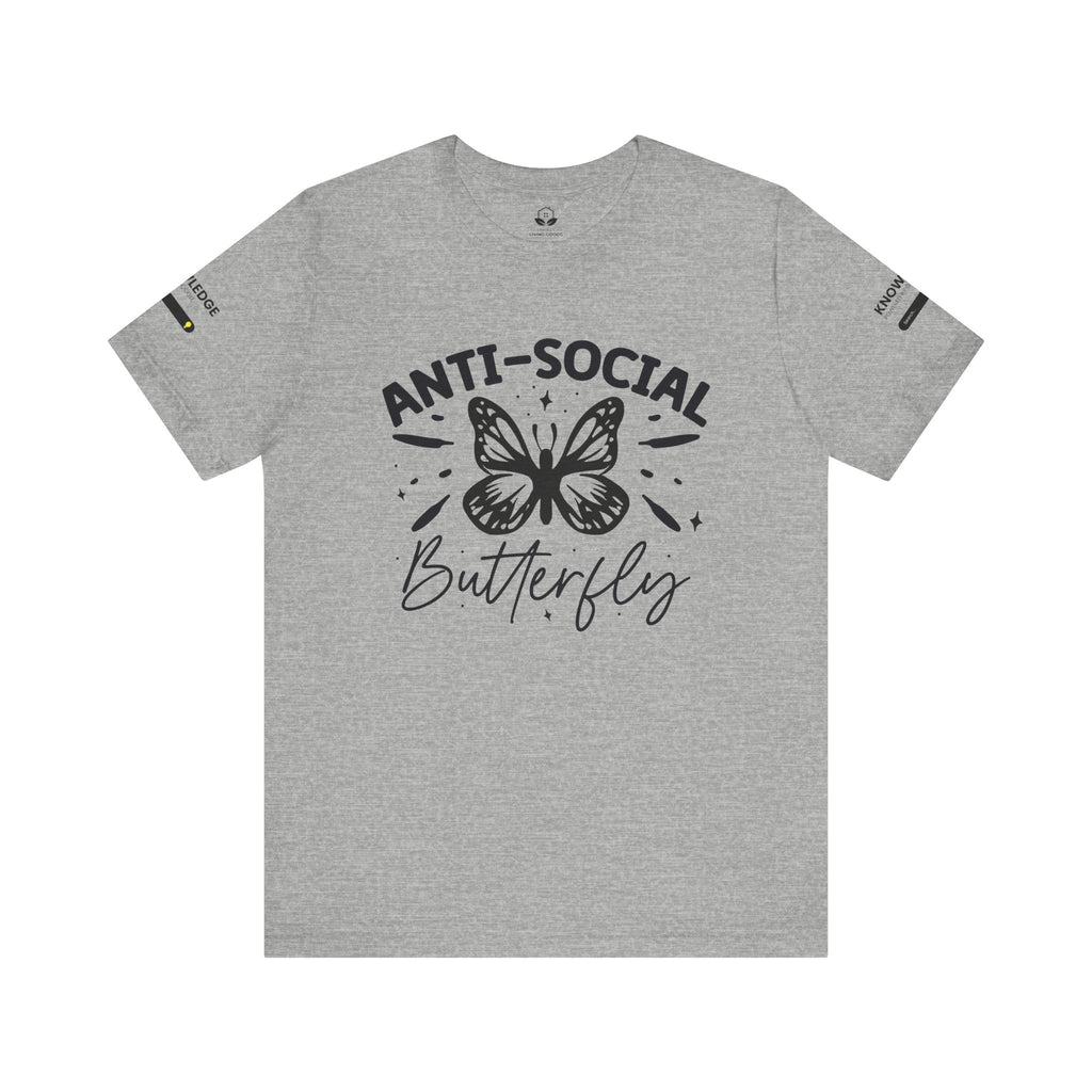 Unisex Jersey Tee with 'Anti-Social Butterfly' Quote - Perfect for Everyday Wear