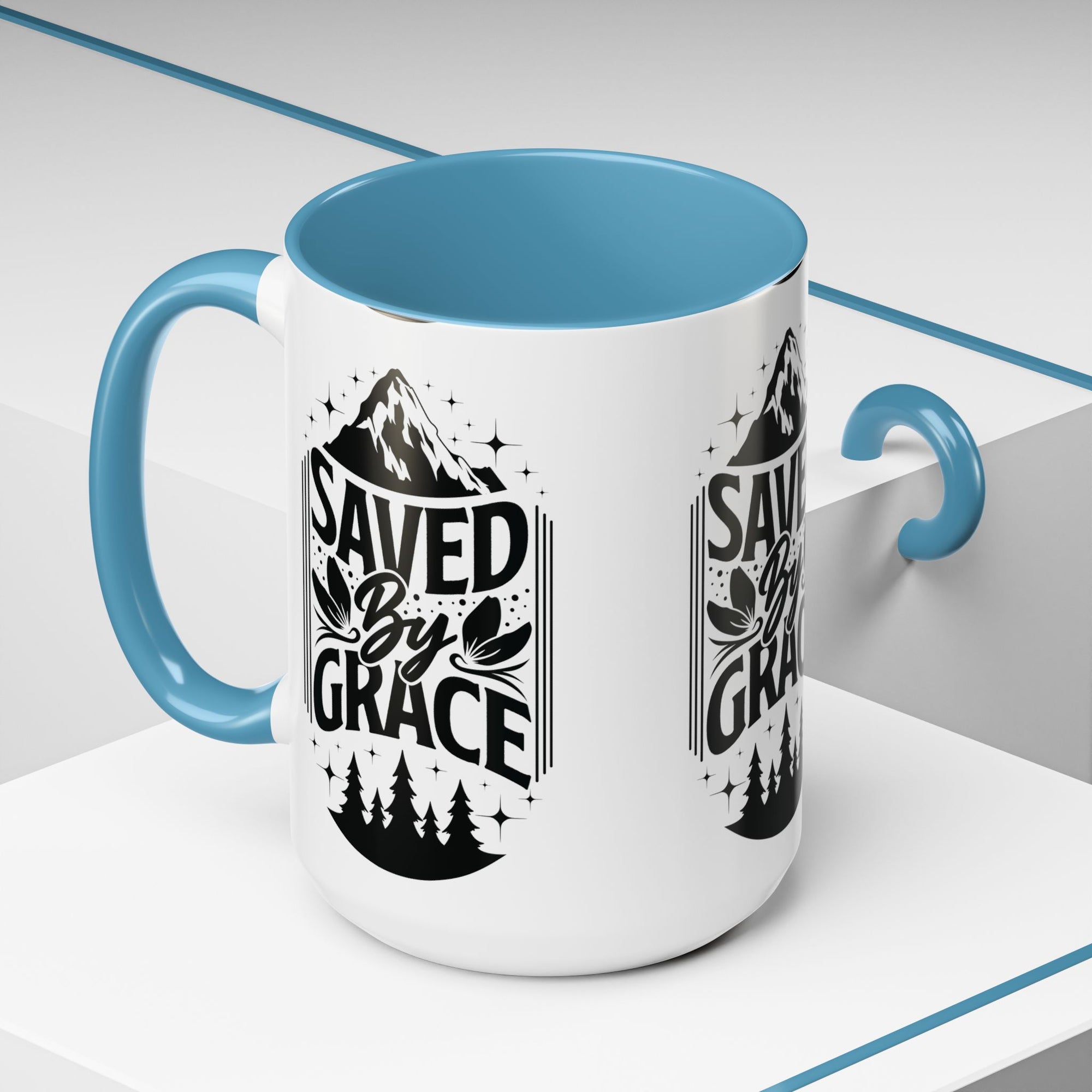Saved by Grace Accent Coffee Mug - Inspirational Design