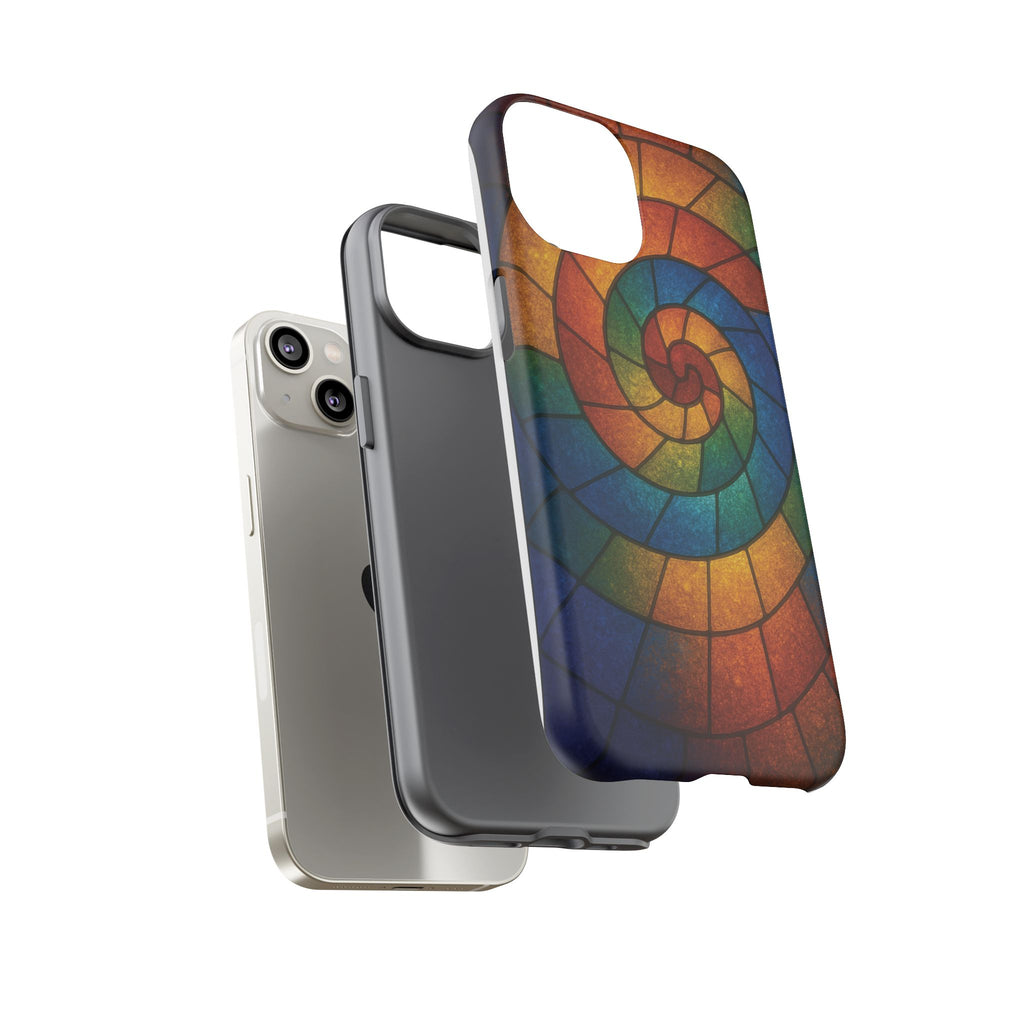 Stained Glass Spiral Colorful Phone Case, Vibrant Tough Phone Protector, Artistic Cell Phone Cover, Trendy Tech Accessories Samsung Galaxy S series and Apple iPhone series