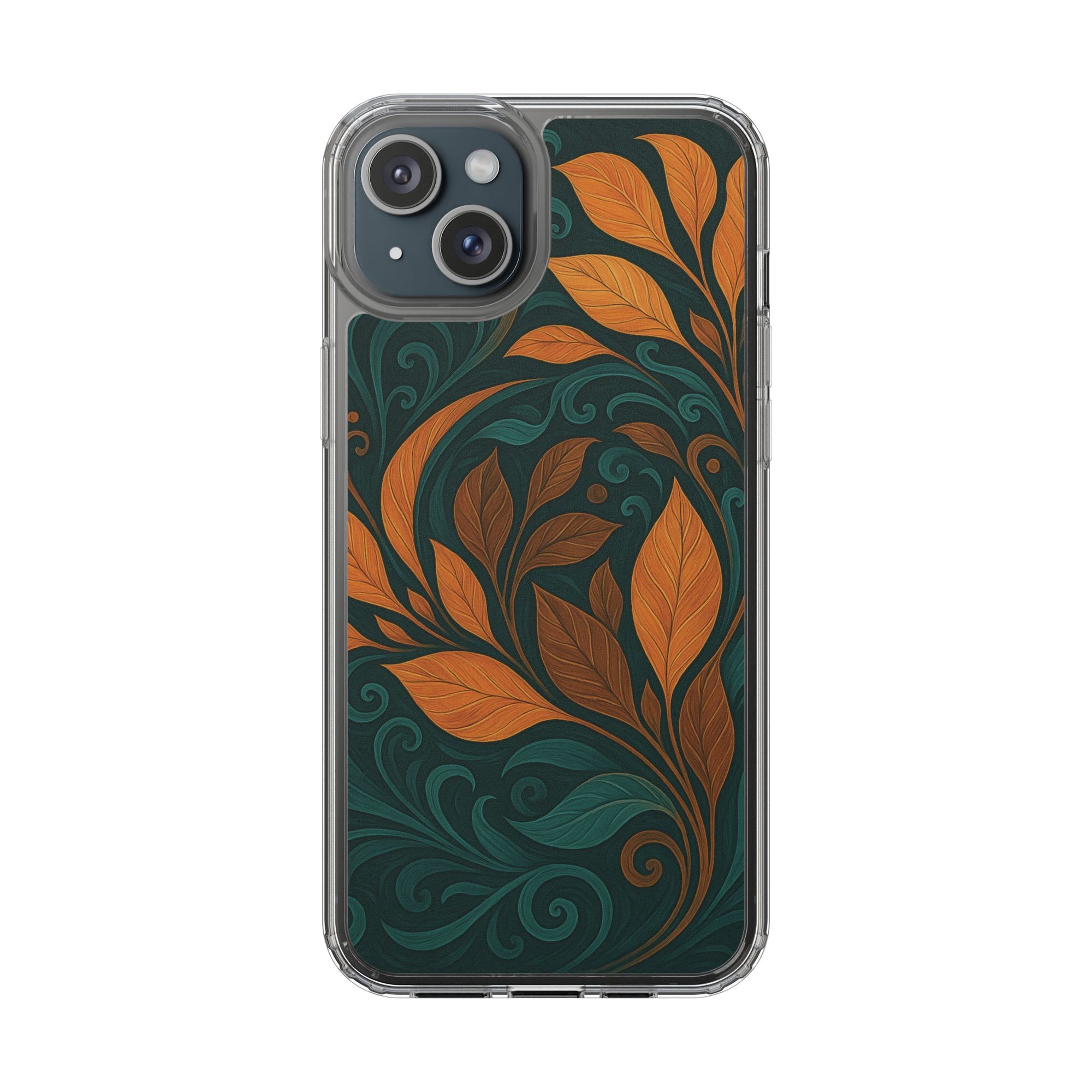 Bohemian Floral Clear Phone Case - Nature Lover's Gift, Botanical Design Phone Cover, Fall Aesthetic, Eco-Friendly Case, Custom Phone