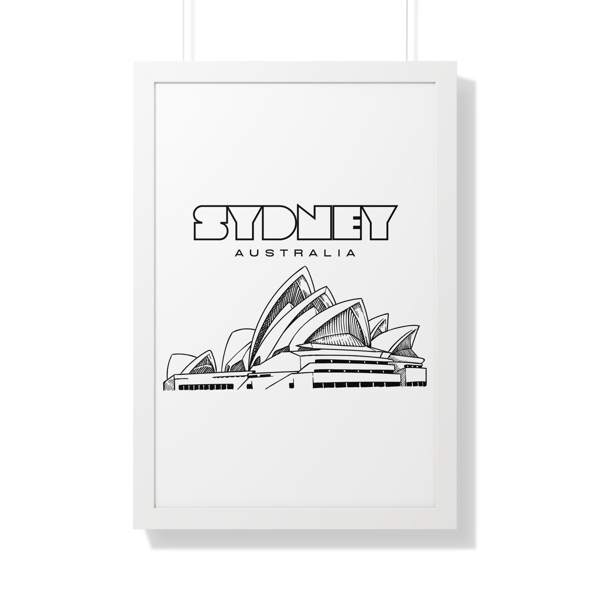 Aesthetic Sydney in White - Framed Vertical Poster