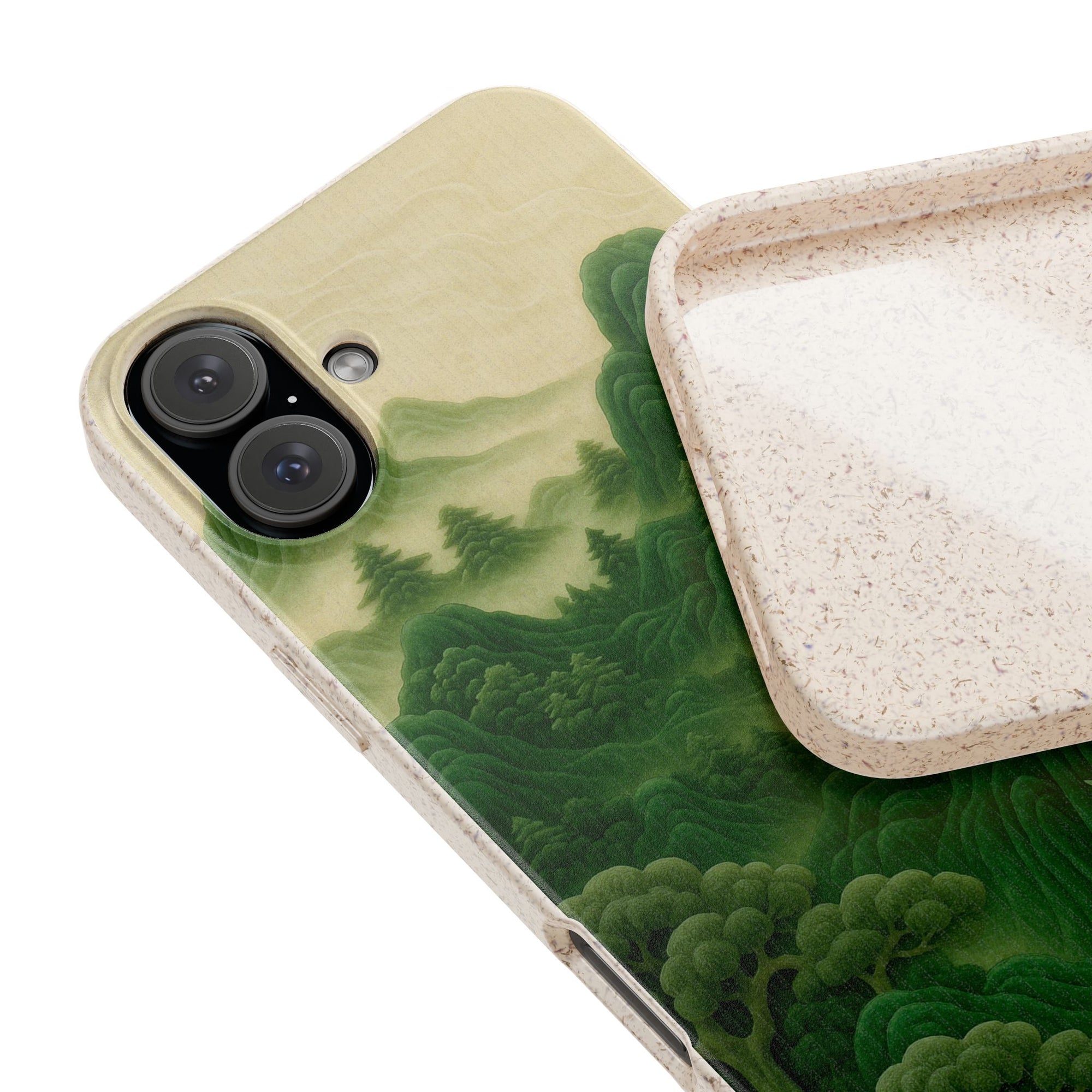 Eco-Friendly Biodegradable Phone Cases with Serene Mountain Landscape Design, Sustainable Gift, Nature Lover Accessory, Green Phone Cover,